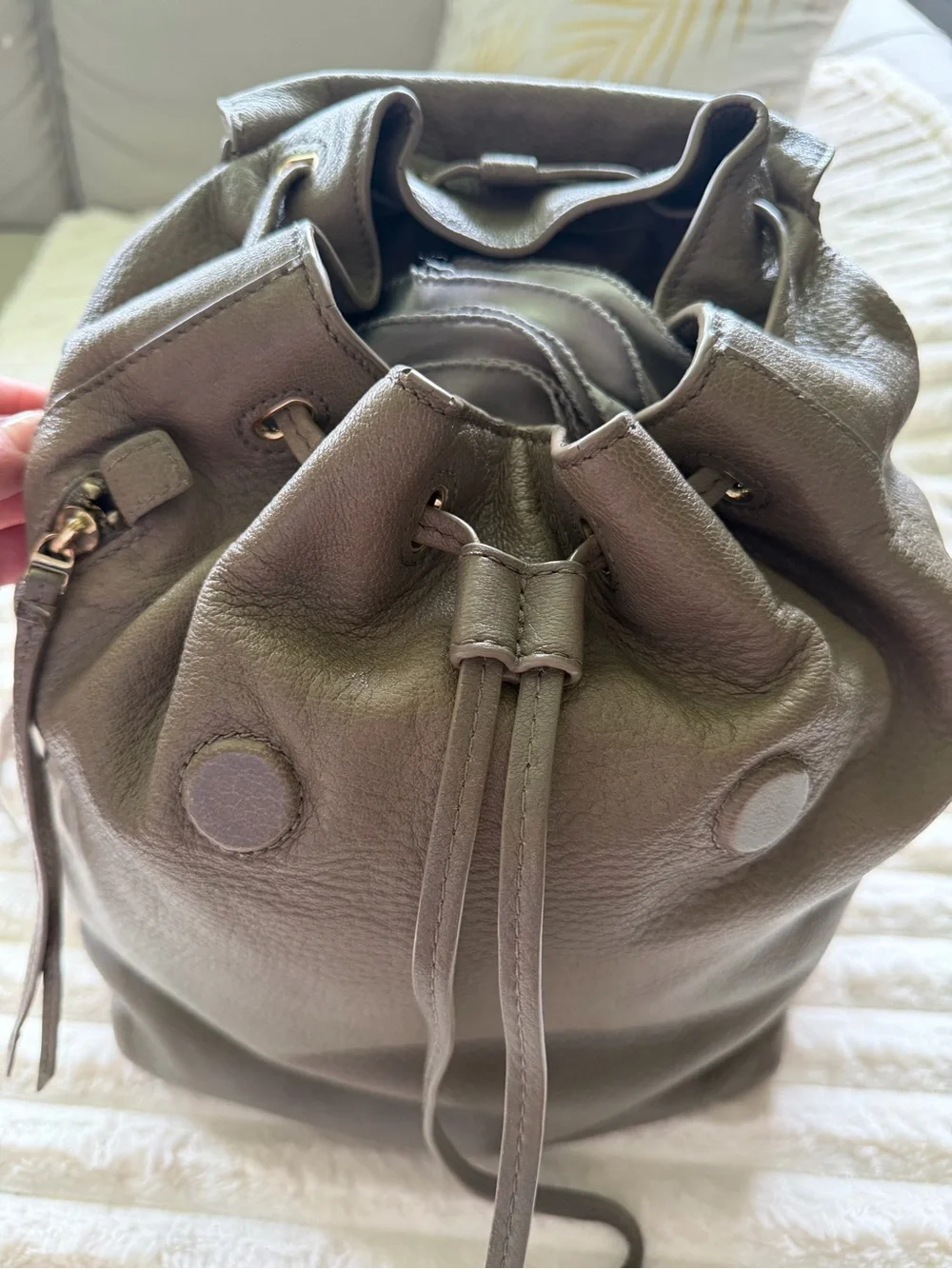 Tory Burch Pebbled Leather Backpack - Taupe Gray
